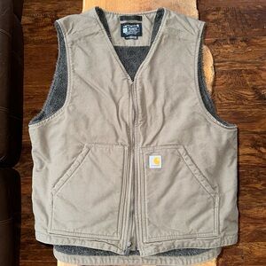 CARHARTT RELAXED FIT WASHED DUCK SHERPA-LINED VEST